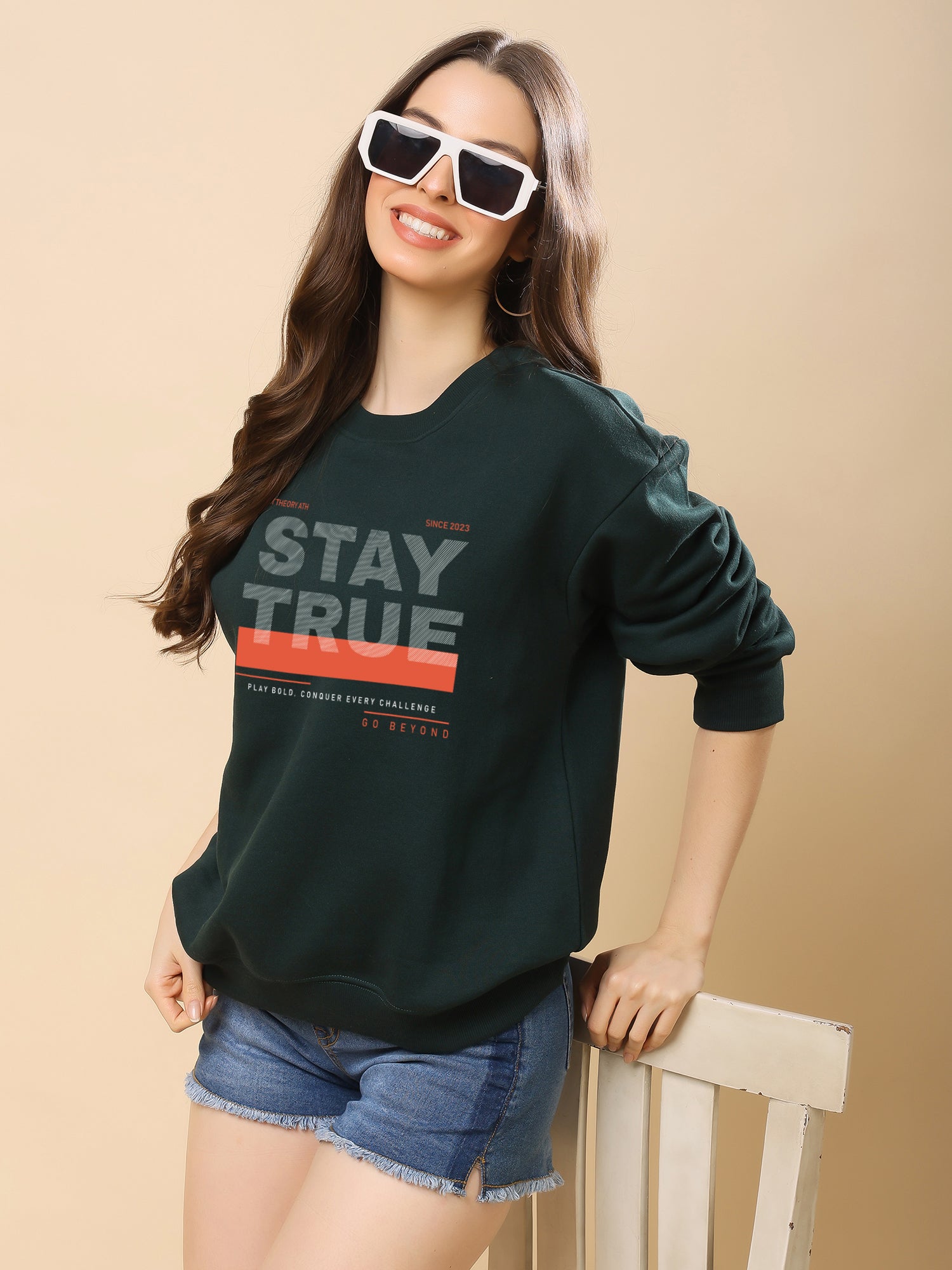 Women Relaxed Fit Sweatshirt-Stay True