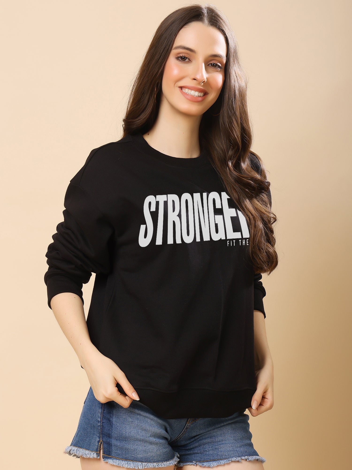 Women Relaxed Fit Sweatshirt-Stronger