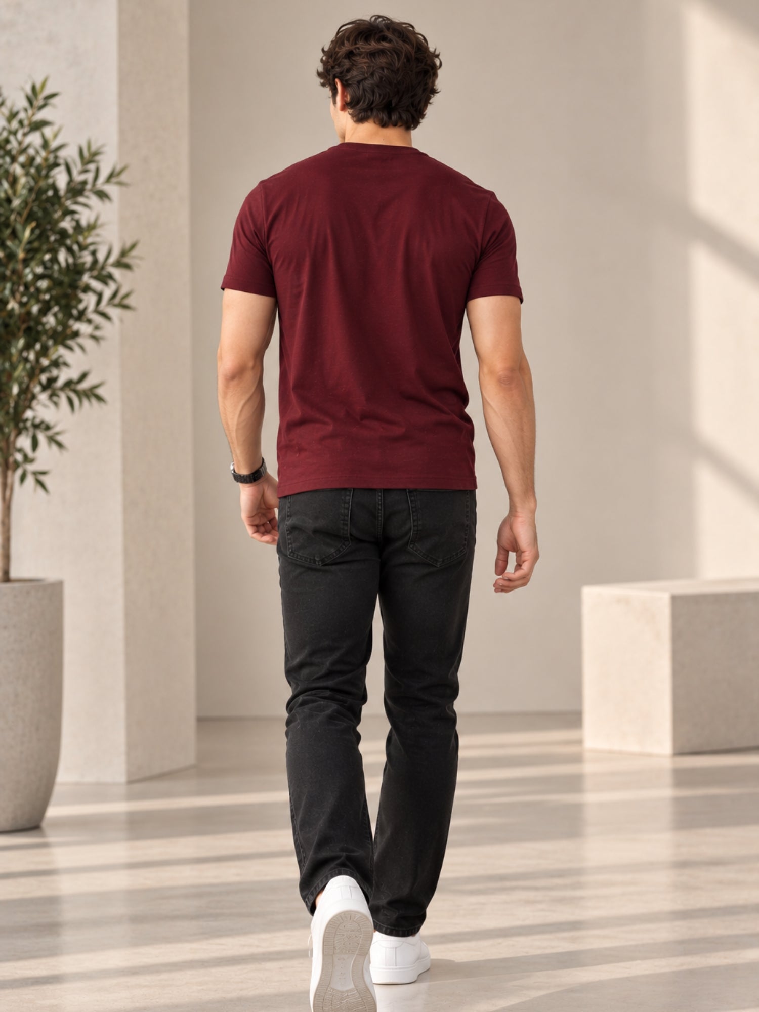 Men Cotton Regular T-Shirt - Maroon