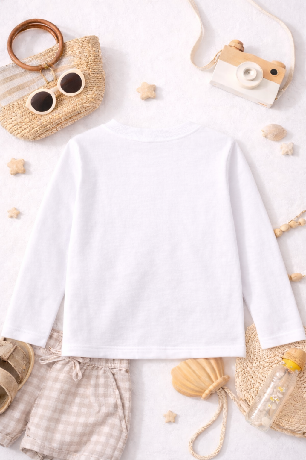 Kids Full Sleeves Solid round neck T-shirt-White