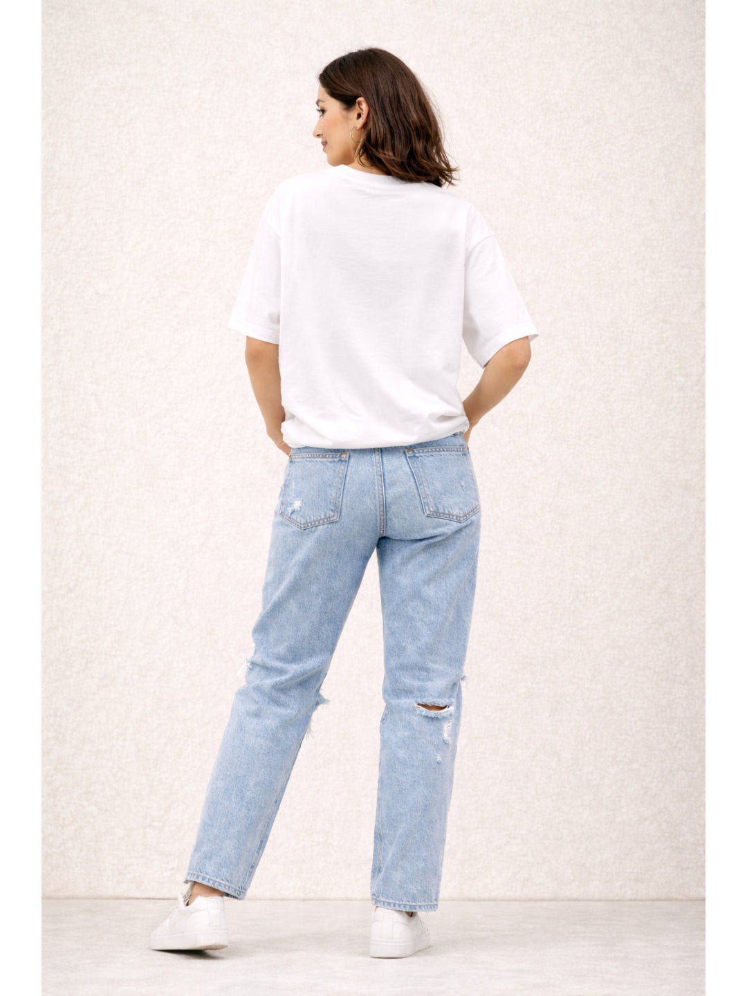 Women Oversized Boxy Fit T-shirt-White Main Character