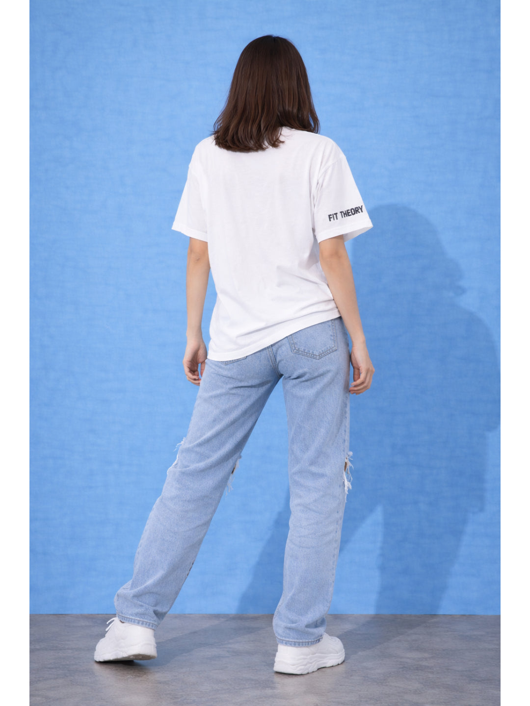 Women Oversized Boxy Fit T-shirt-White New York
