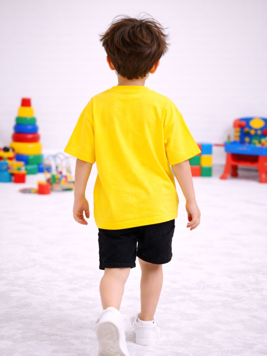 Boys Oversized Boxy Tshirt - Yellow 3 Kittens