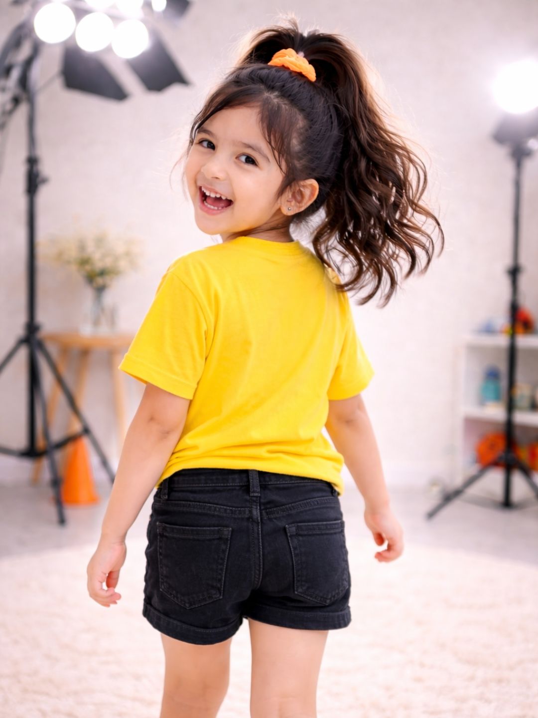 Girls Oversized Boxy Tshirt - Yellow 3 Kittens