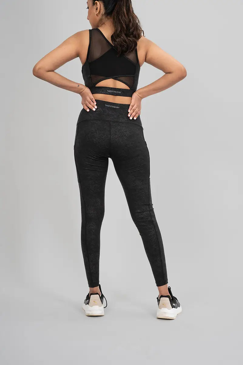 Women Leggings - Black Metallic