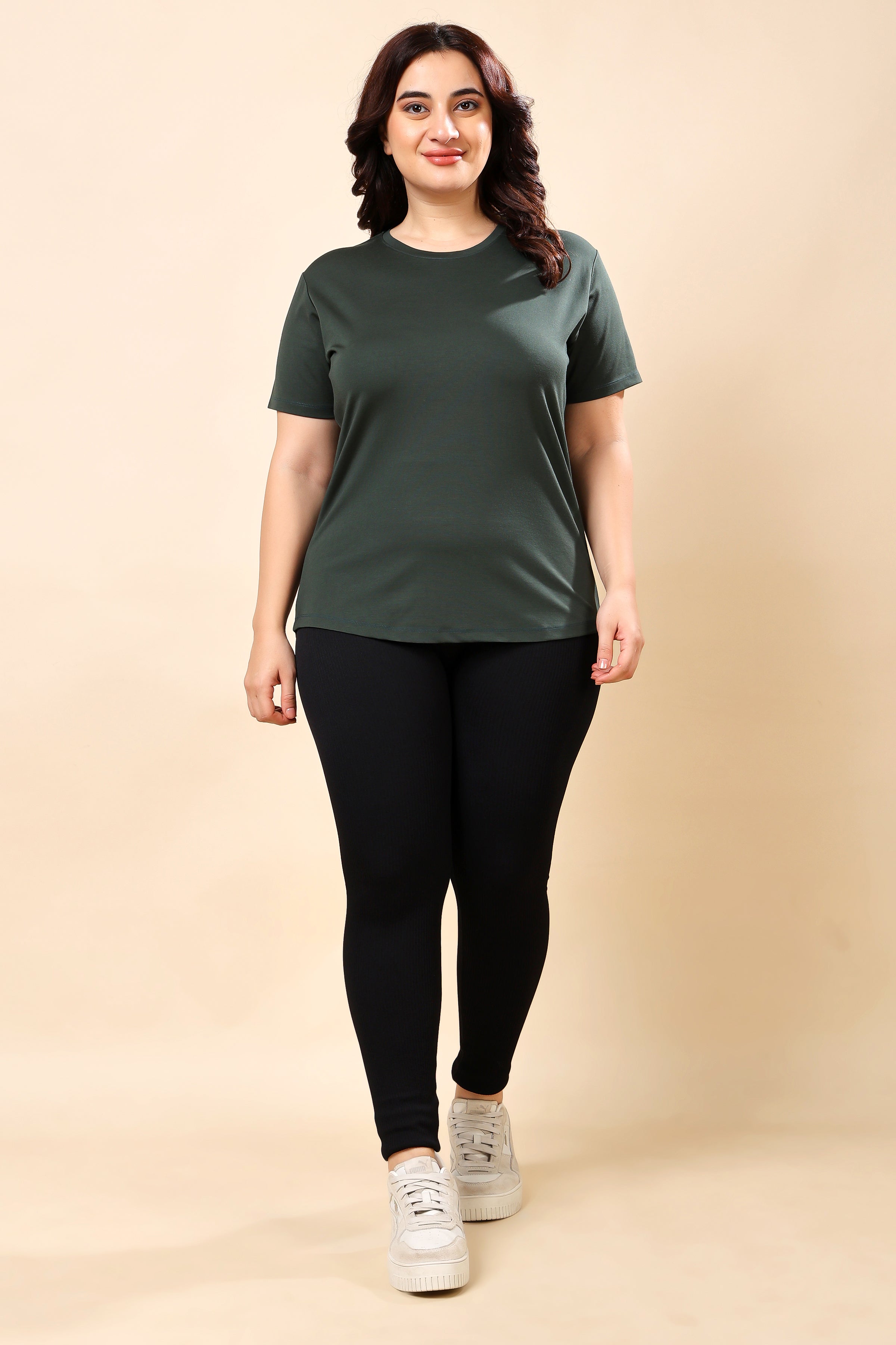 TheFitFusion Half Sleeve Top -Bottle Green