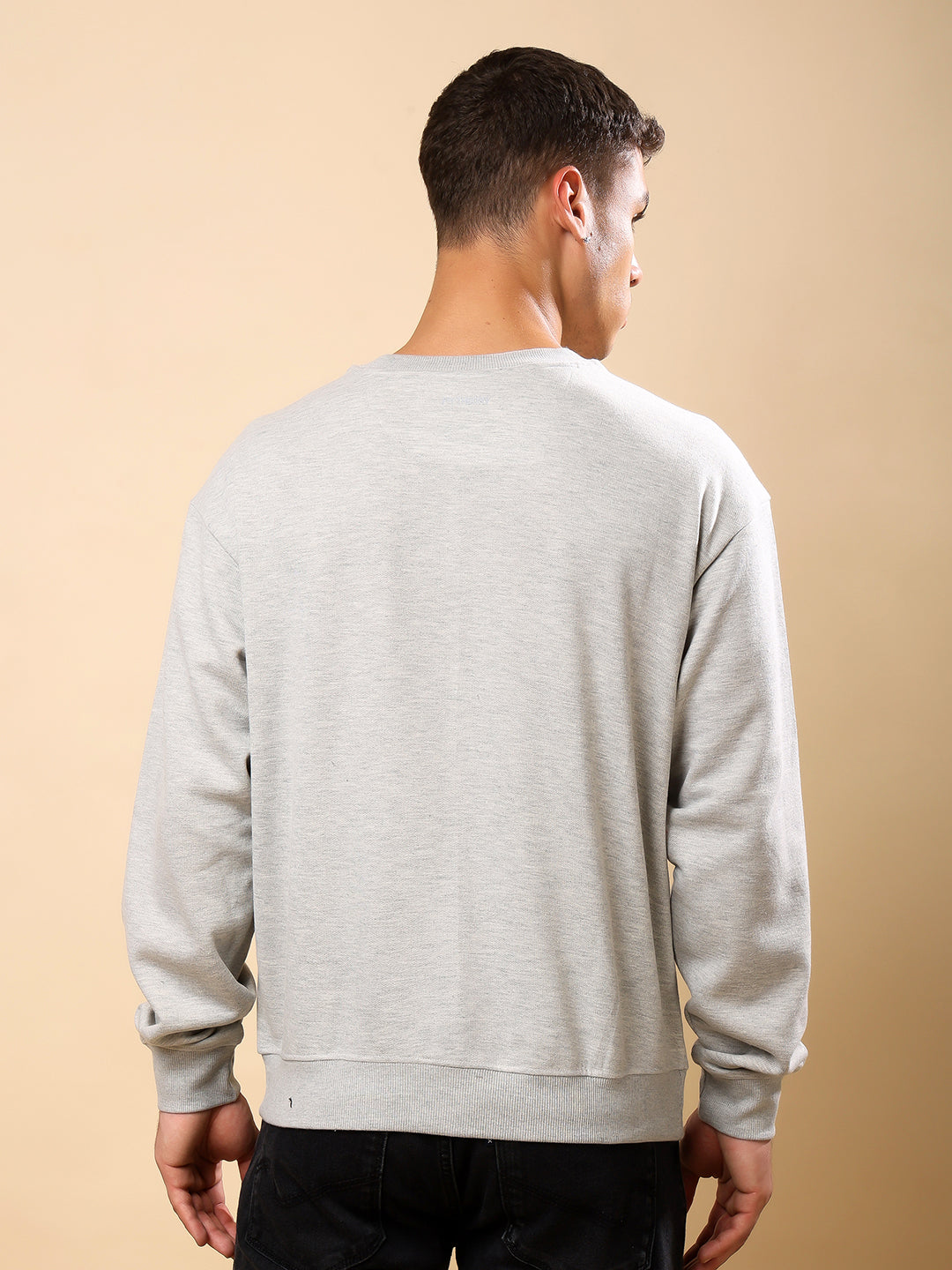 Men Relaxed Fit Sweatshirt - Grey Melange