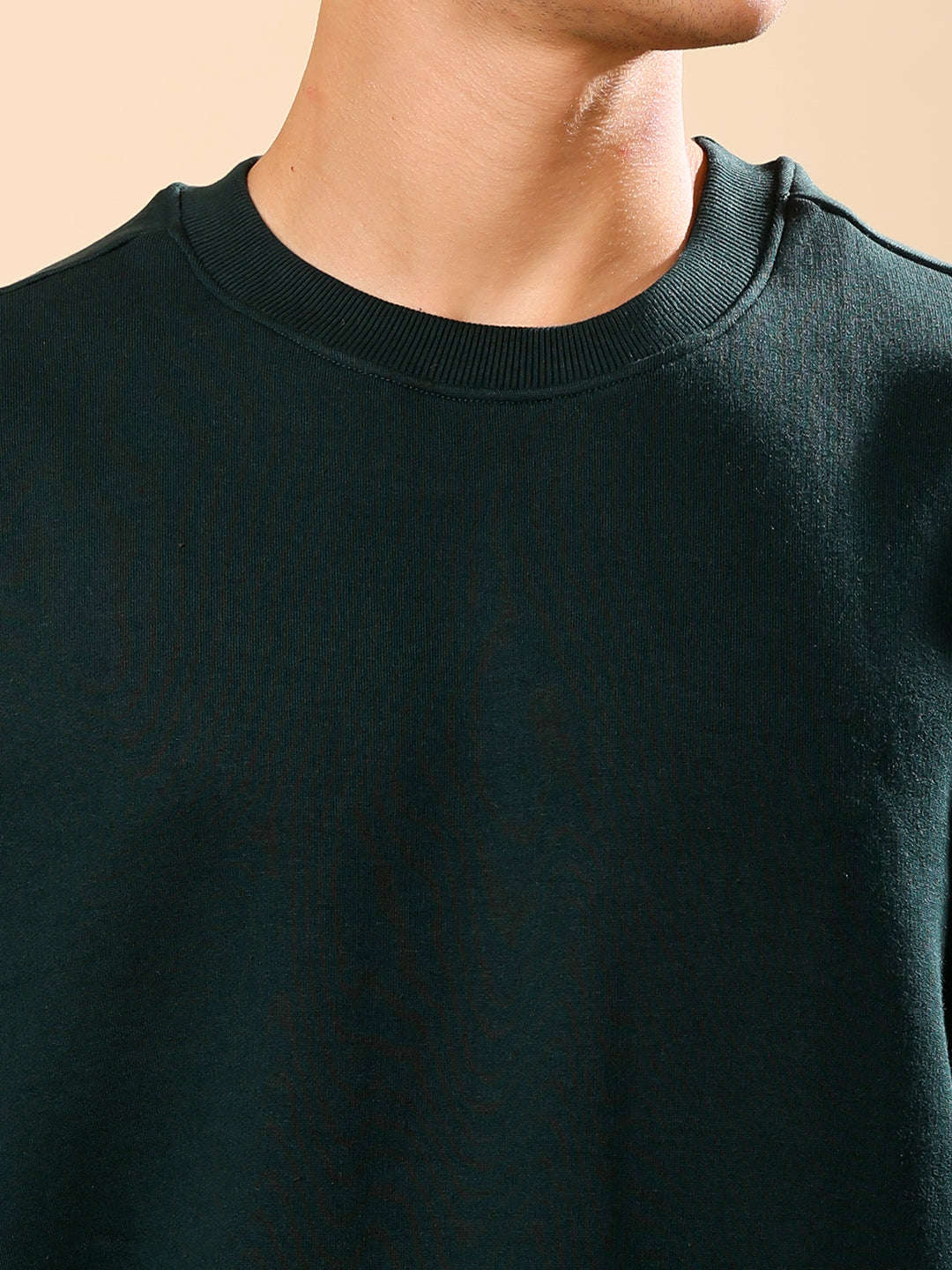 Men Relaxed Fit Sweatshirt-Bottle Green