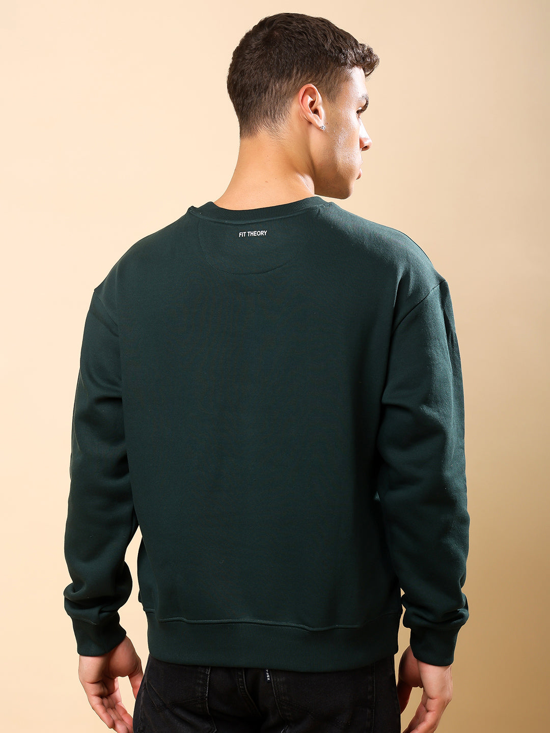 Men Relaxed Fit Sweatshirt-Bottle Green