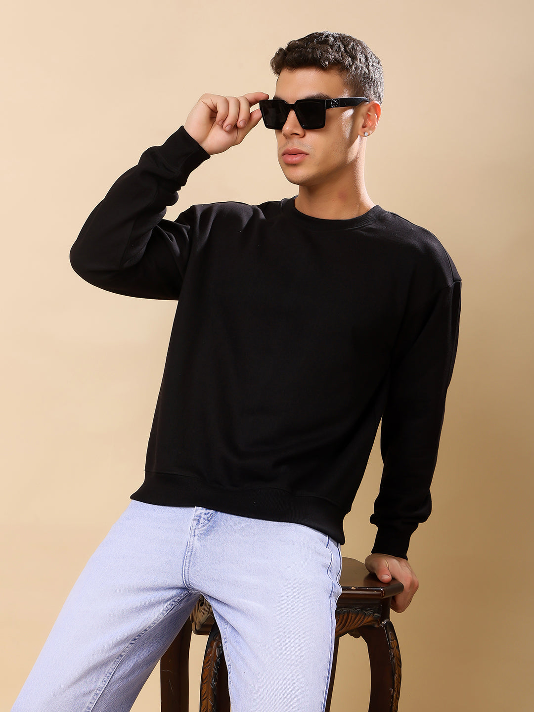 Men Relaxed Fit Sweatshirt - Black