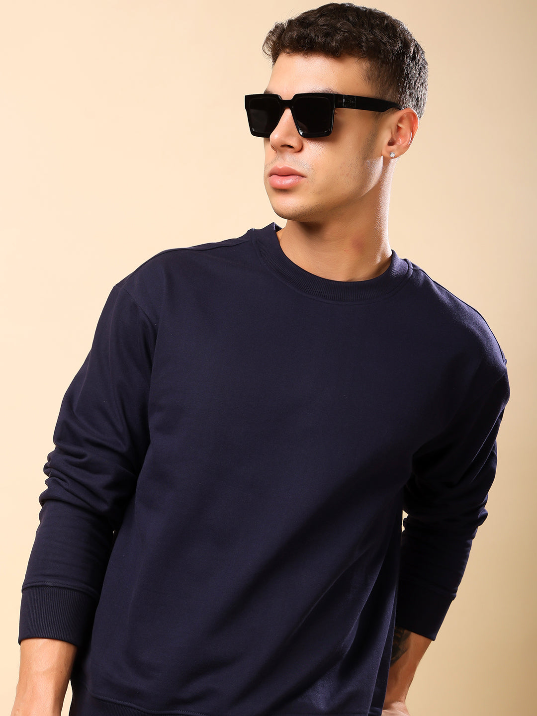 Men Relaxed Fit Sweatshirt - Navy Blue