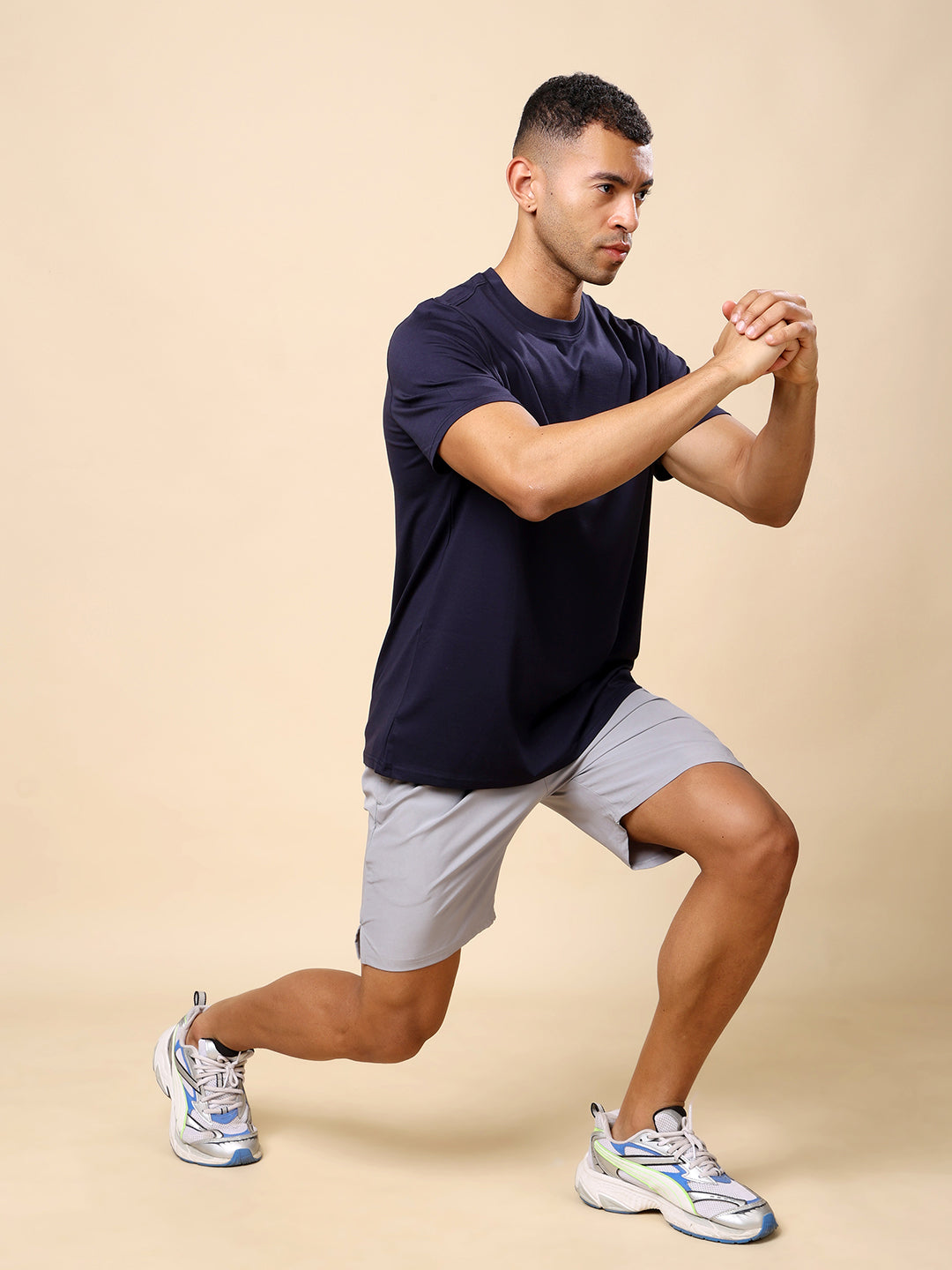 Quick dry Activewear T-shirt for Men-Navy Blue