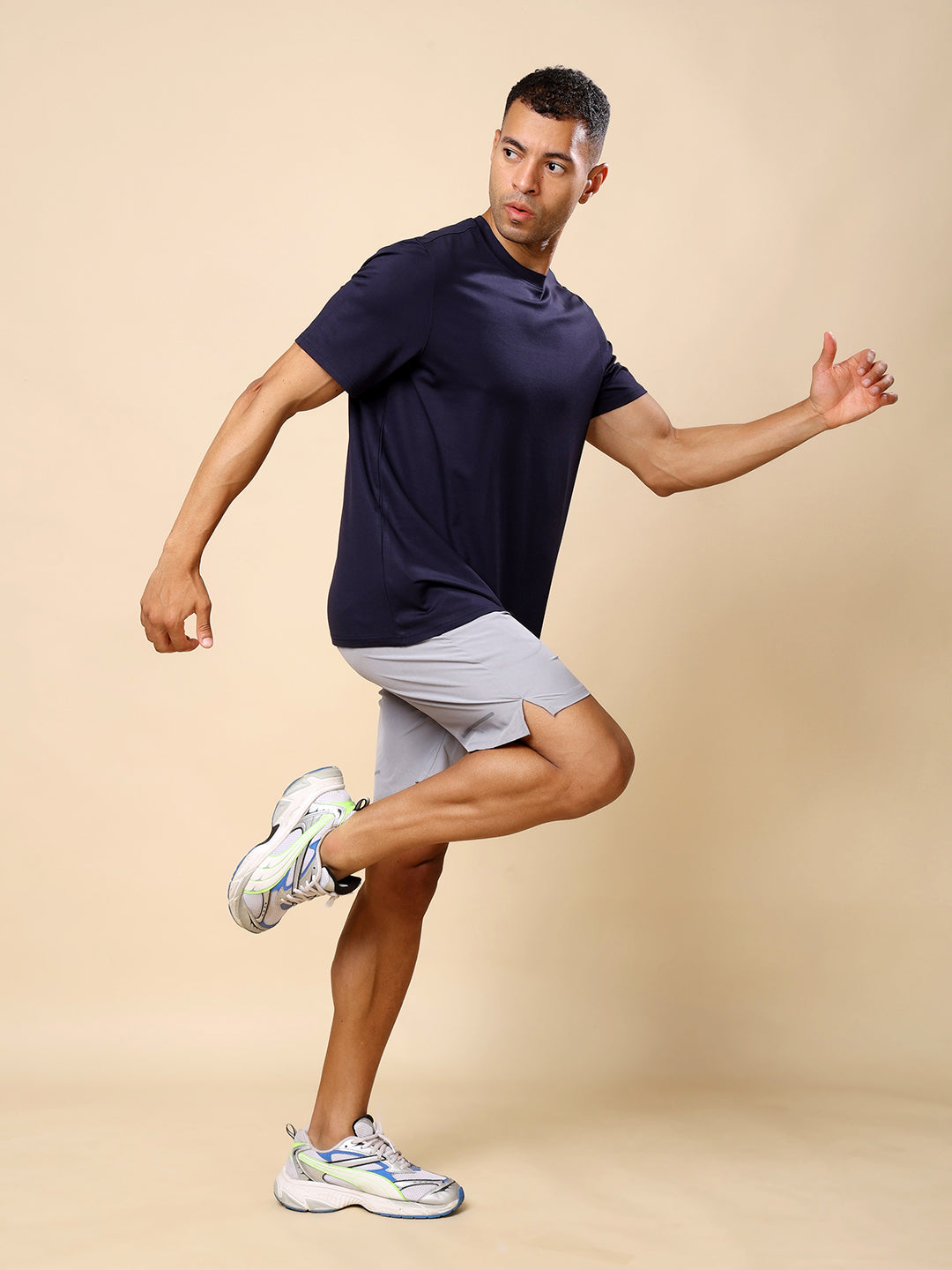Quick dry Activewear T-shirt for Men-Navy Blue