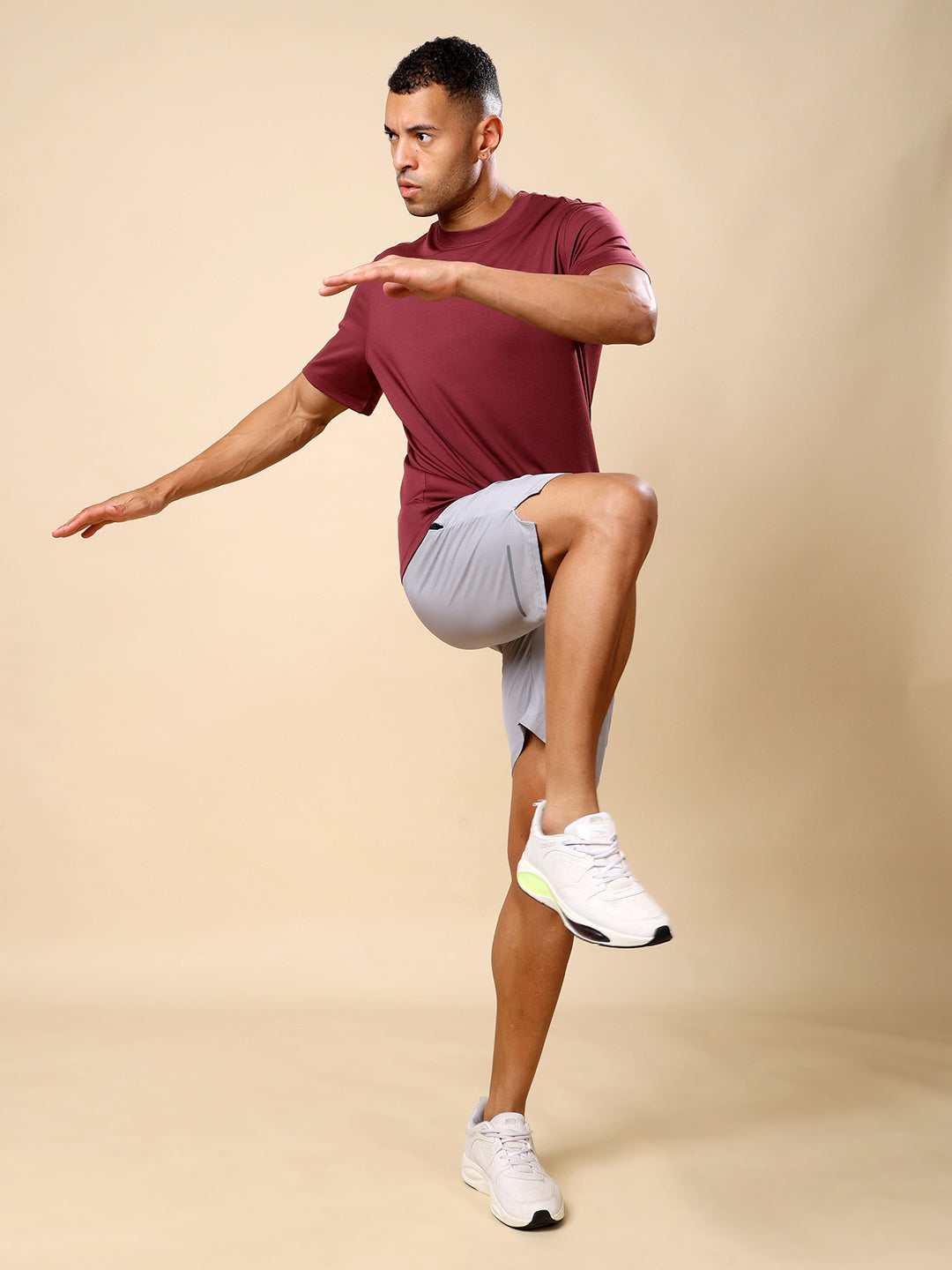 Quick dry Activewear T-shirt for Men- Wine
